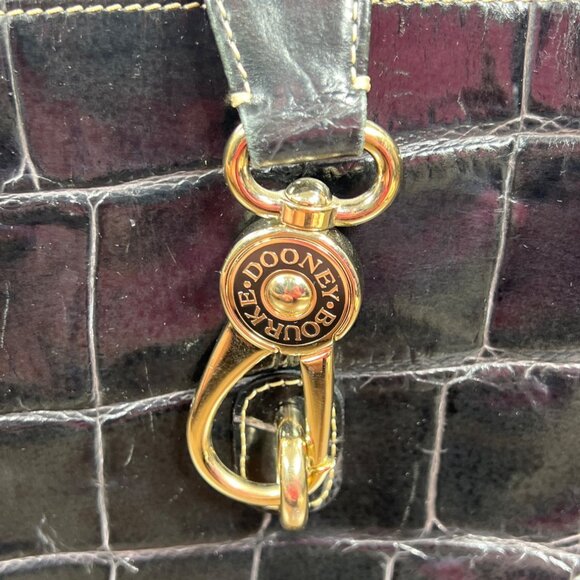 VINTAGE DOONEY & BOURKE Crocodile Embossed Leather Tote Black J6304318 - Picture 4 of 16